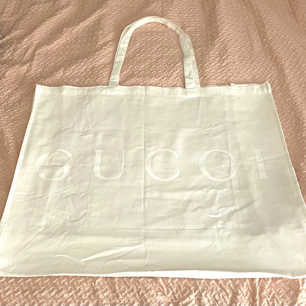 Authentic New Oversized Gucci Fabric White Tote